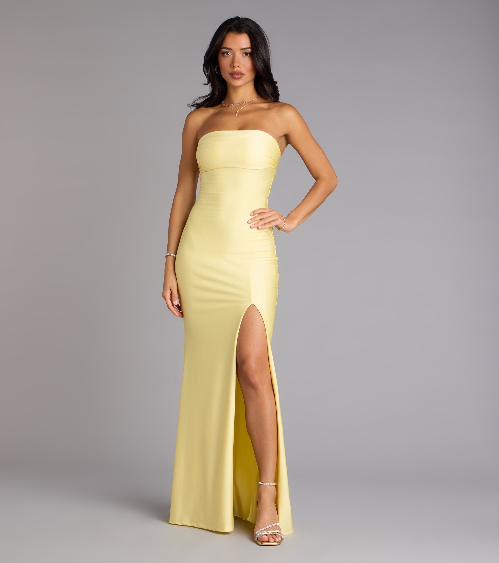 Cheryl Strapless Slit Mermaid Formal Dress