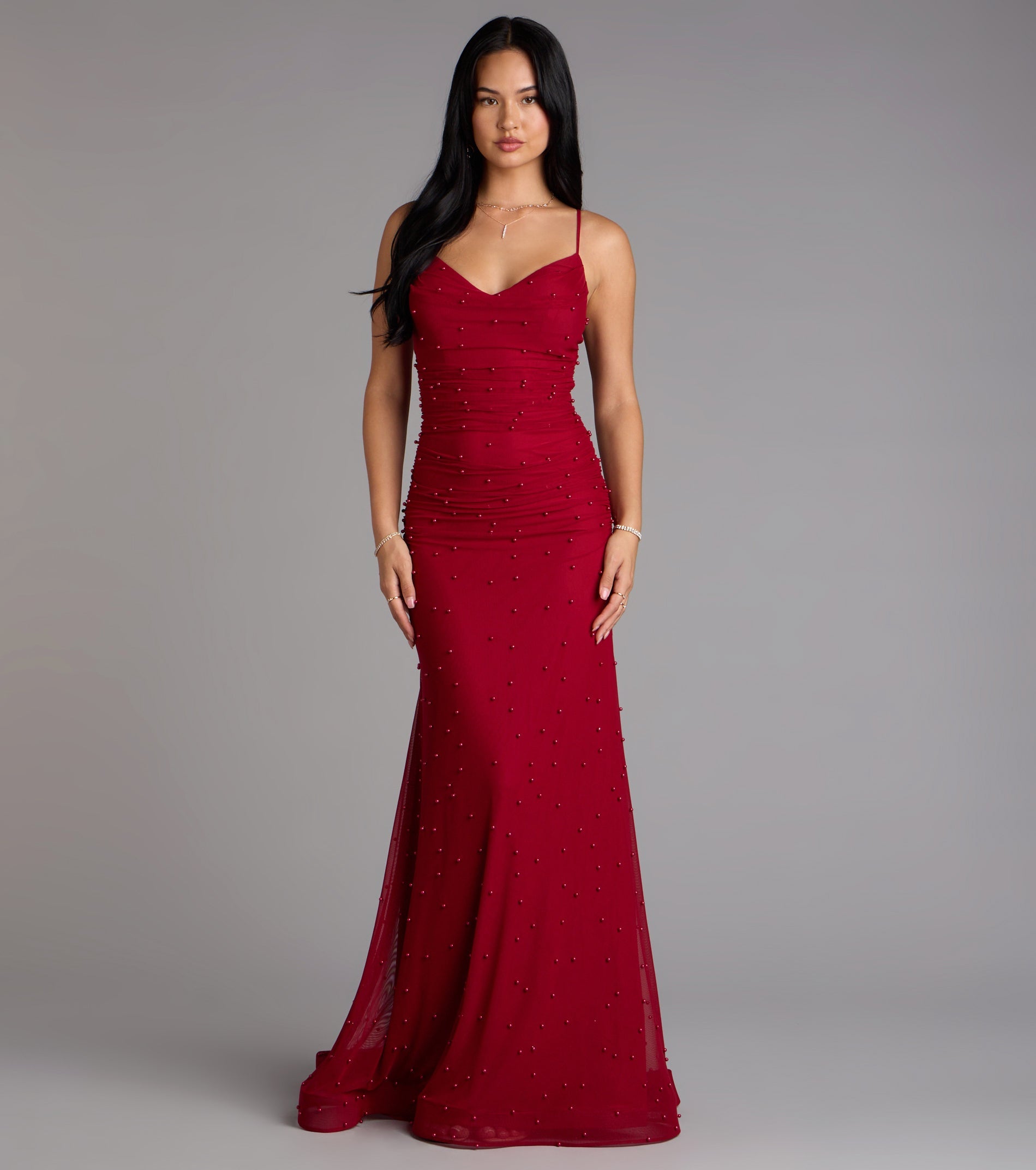 Adrianna Faux Pearl Mermaid Formal Dress