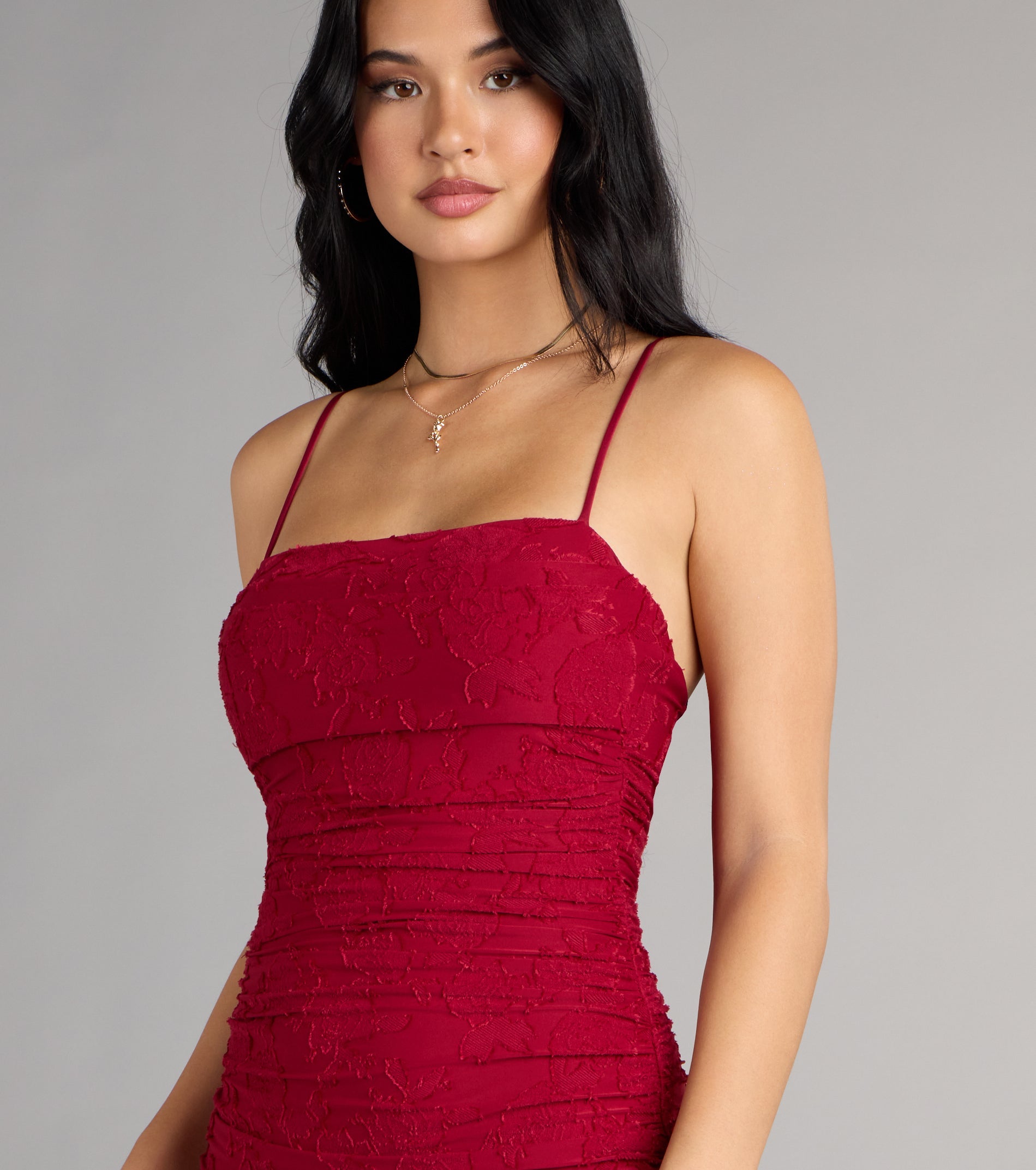 Alba Cowl Neck Mermaid Floral Formal Dress