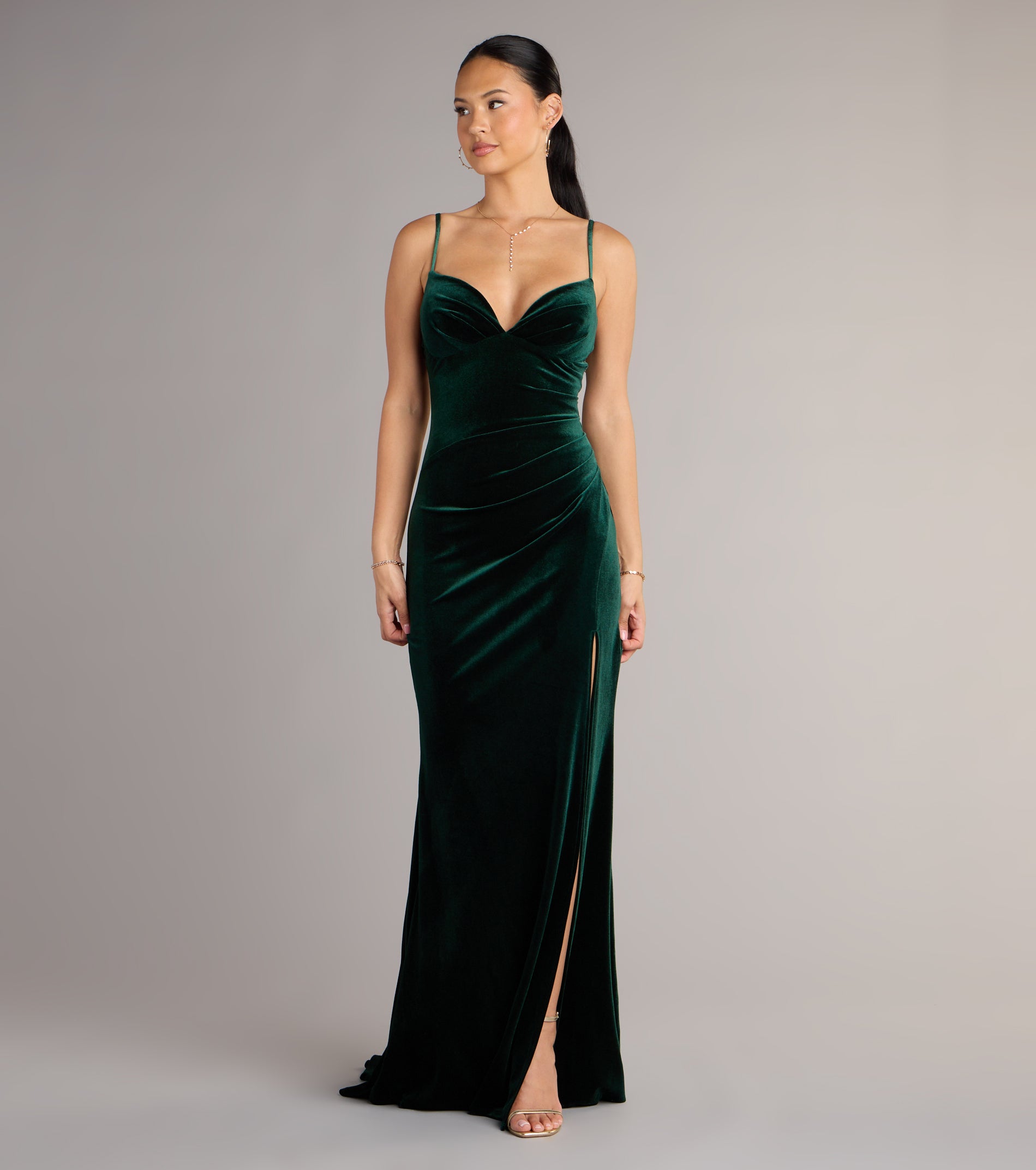 Ariel Velvet Slit Mermaid Formal Dress