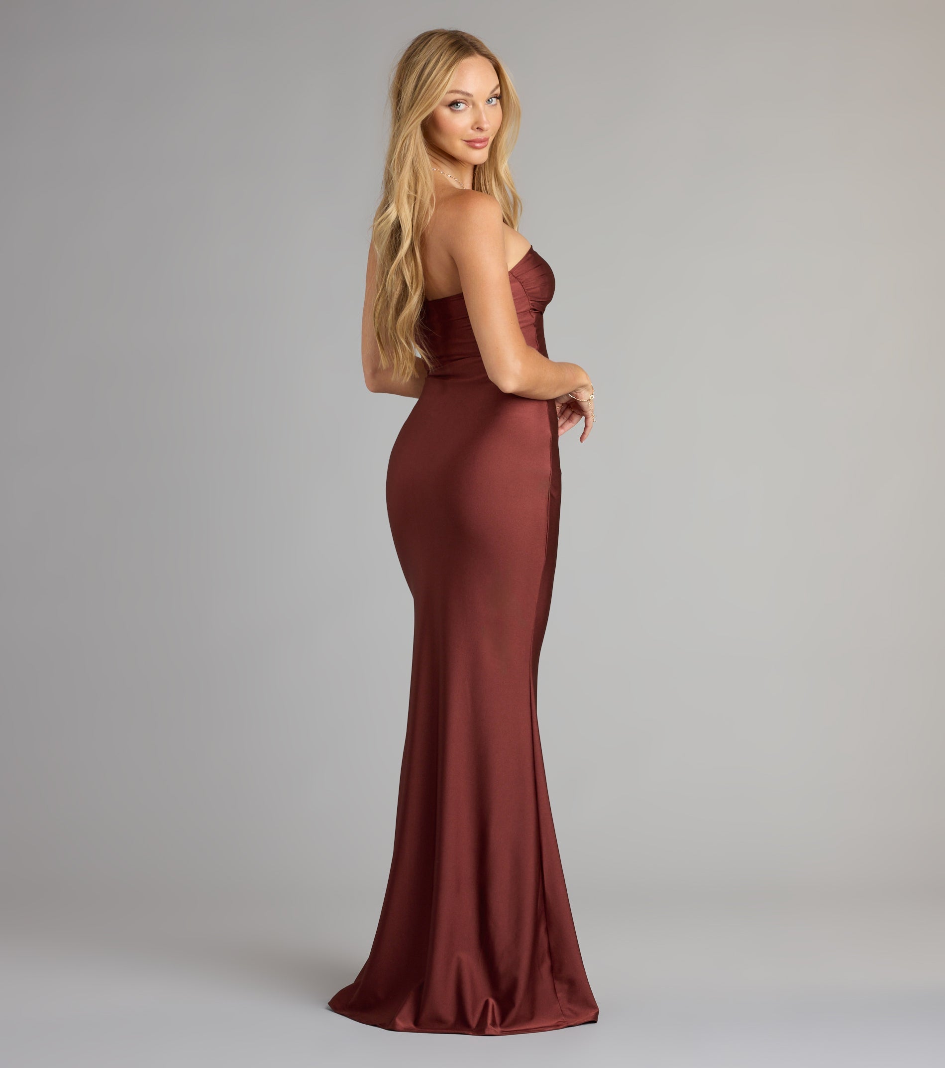 Cheryl Strapless Slit Mermaid Formal Dress