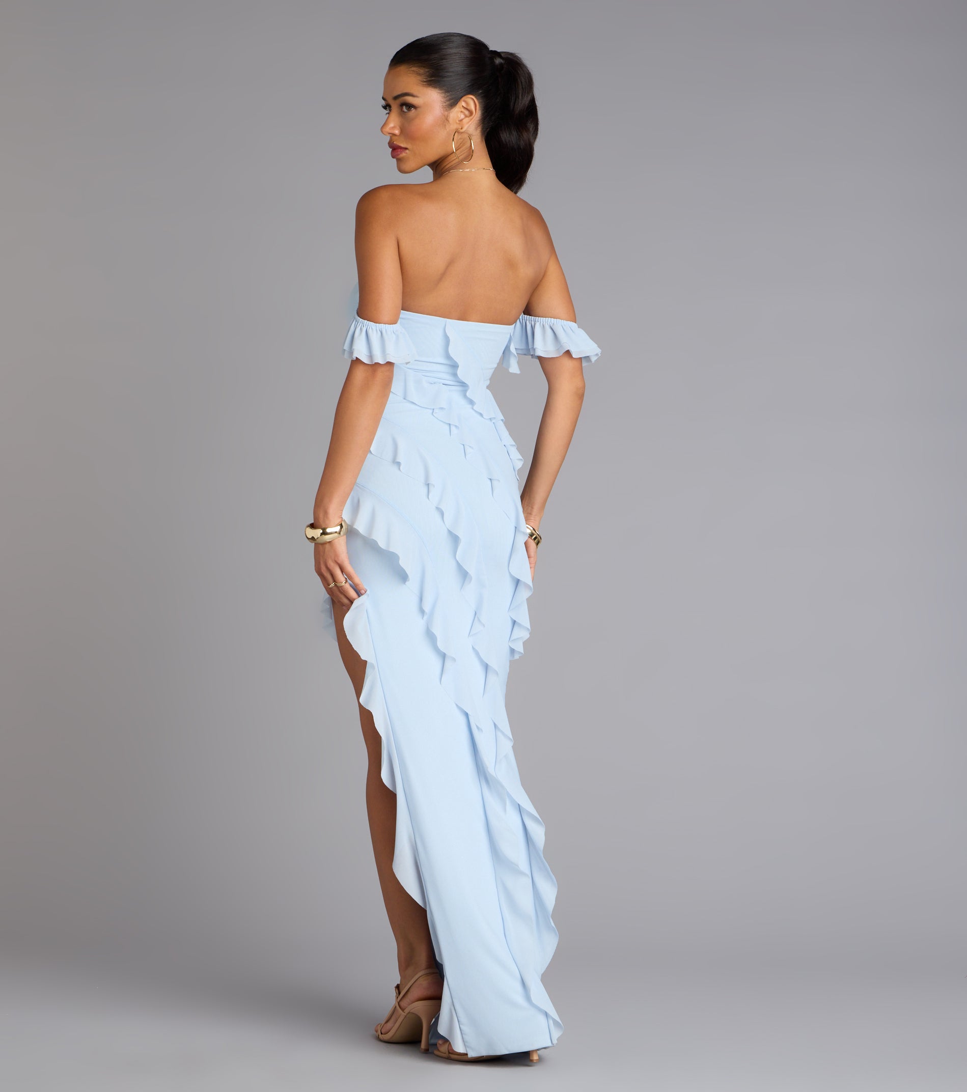 Cecilia Off-The-Shoulder Ruffle Formal Dress