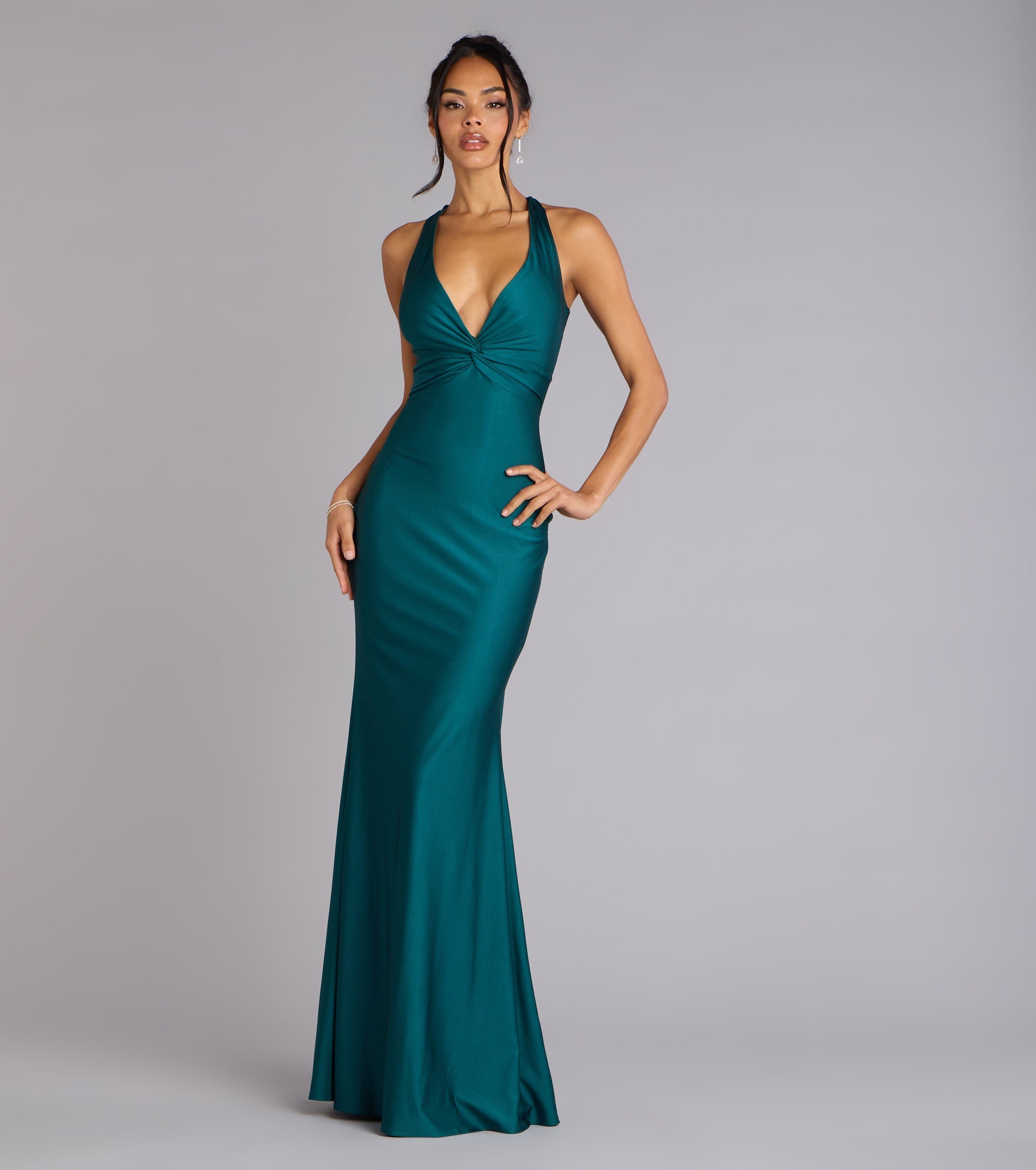 Adrianne Plunge Bow Mermaid Formal Dress