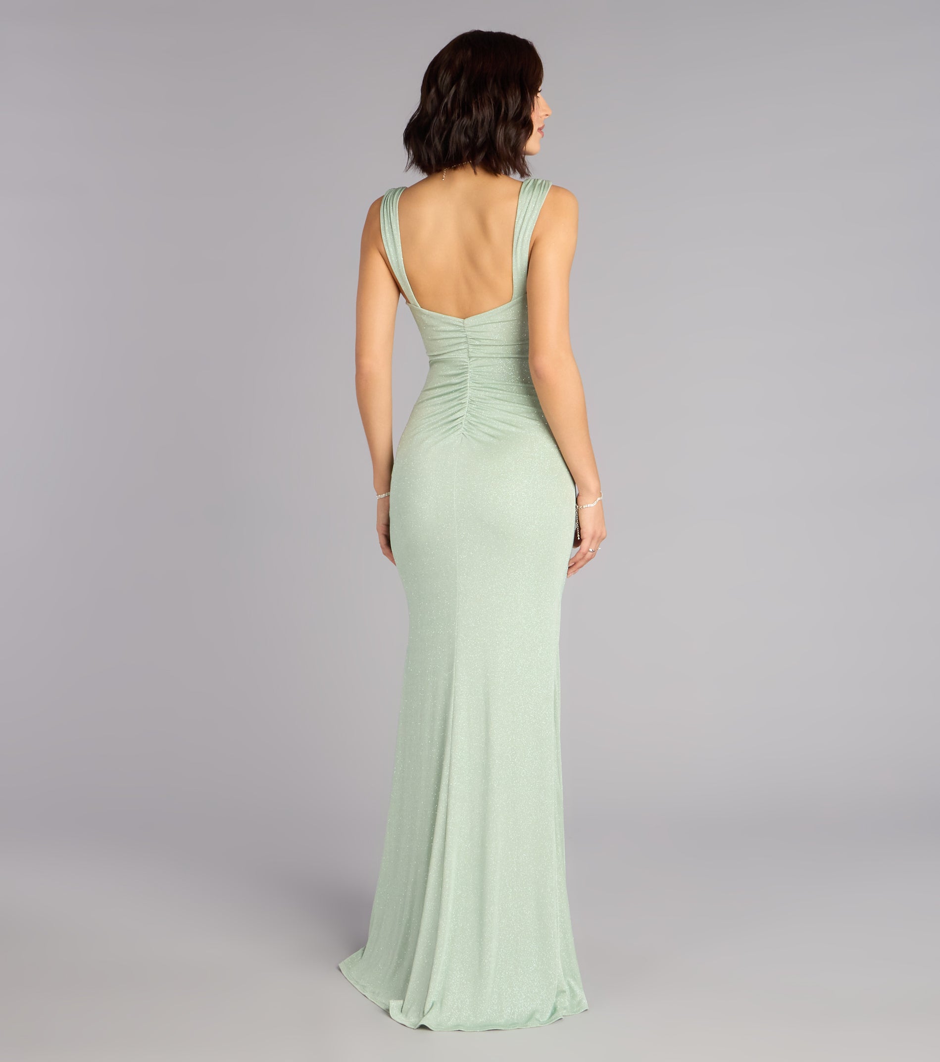 Karly Glitter Slit Mermaid Formal Dress