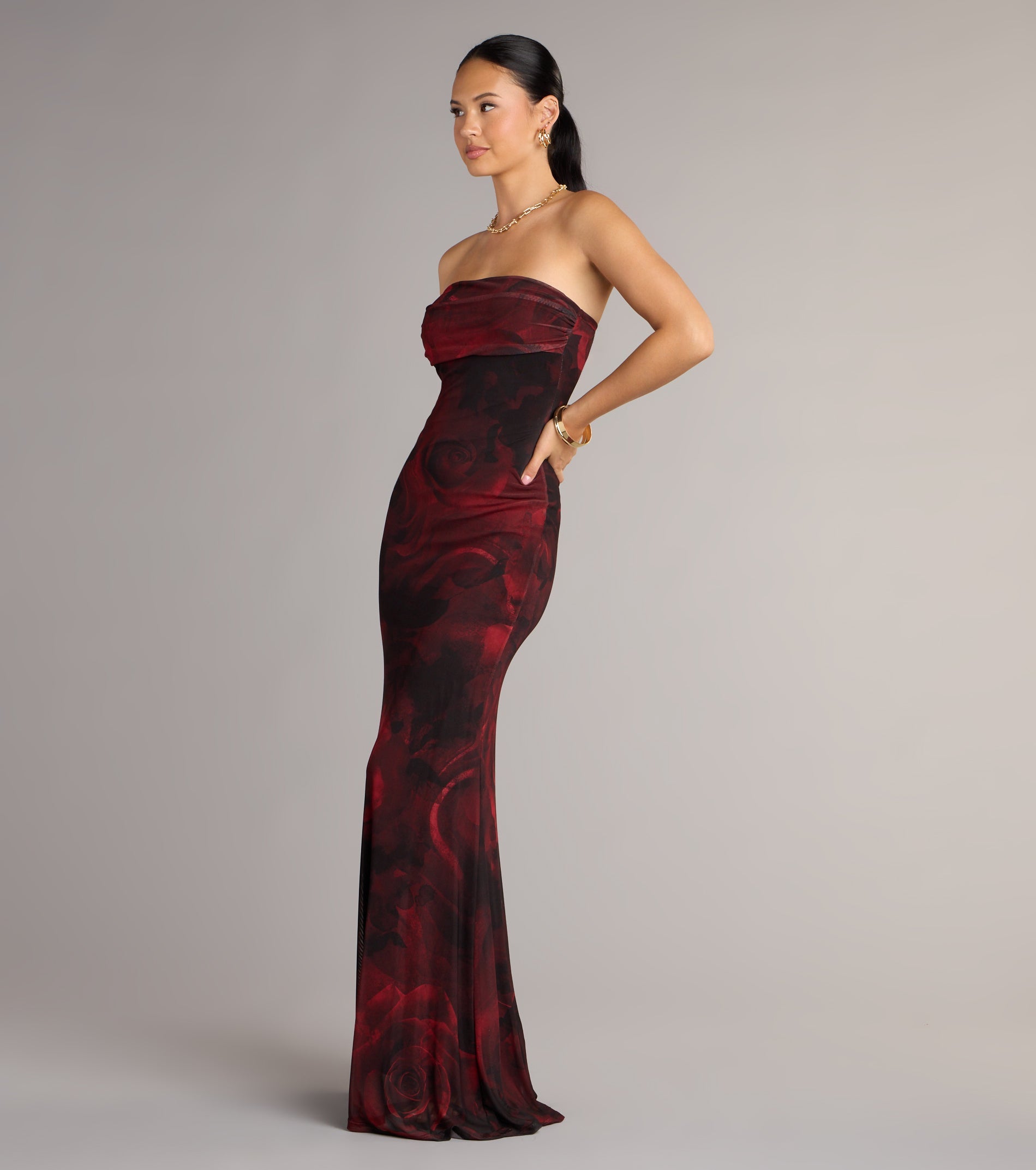 Renata Strapless Abstract Mermaid Formal Dress