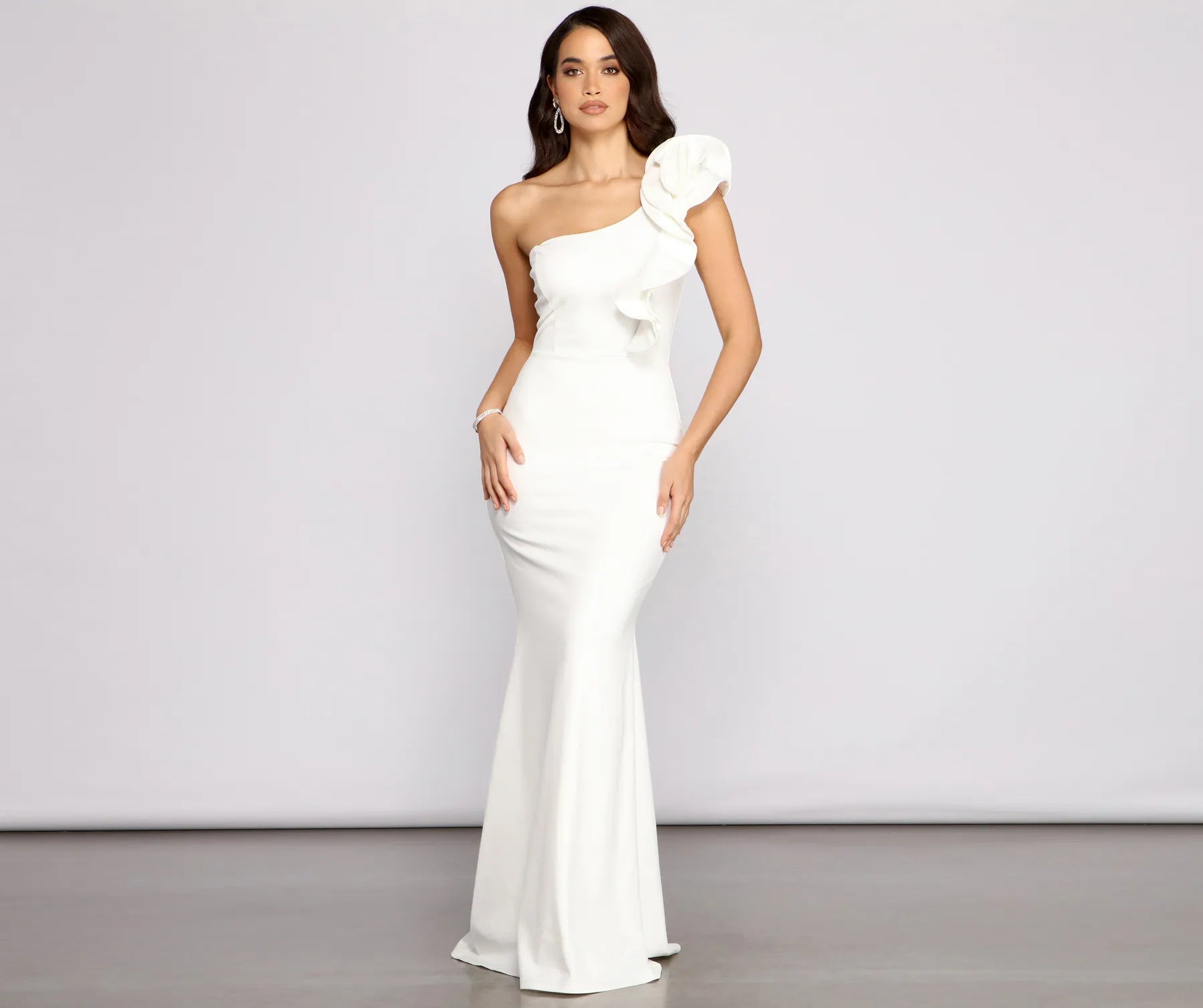 Diana Formal One-Shoulder Ruffle Dress