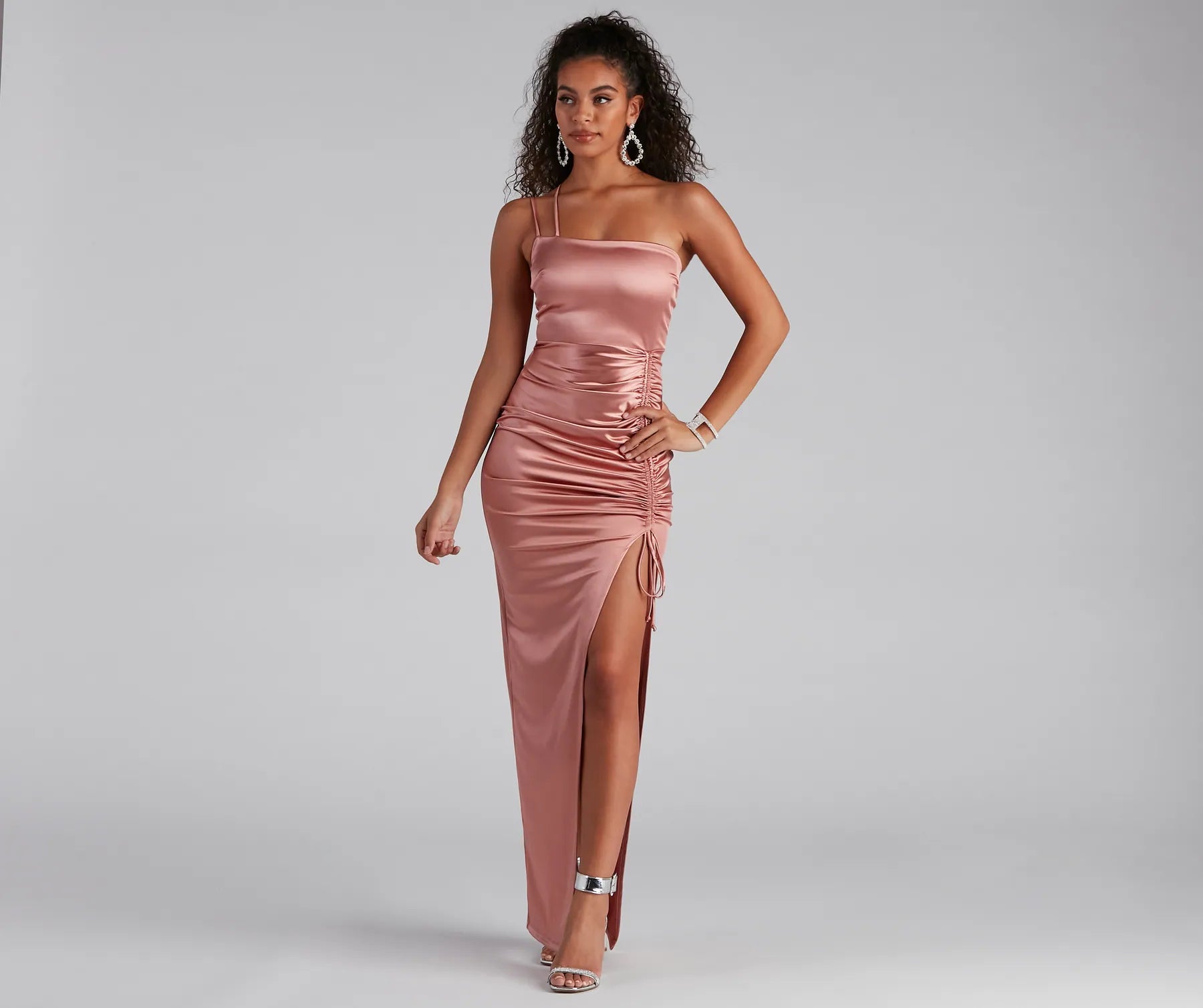 Norah Formal High Slit Satin Dress