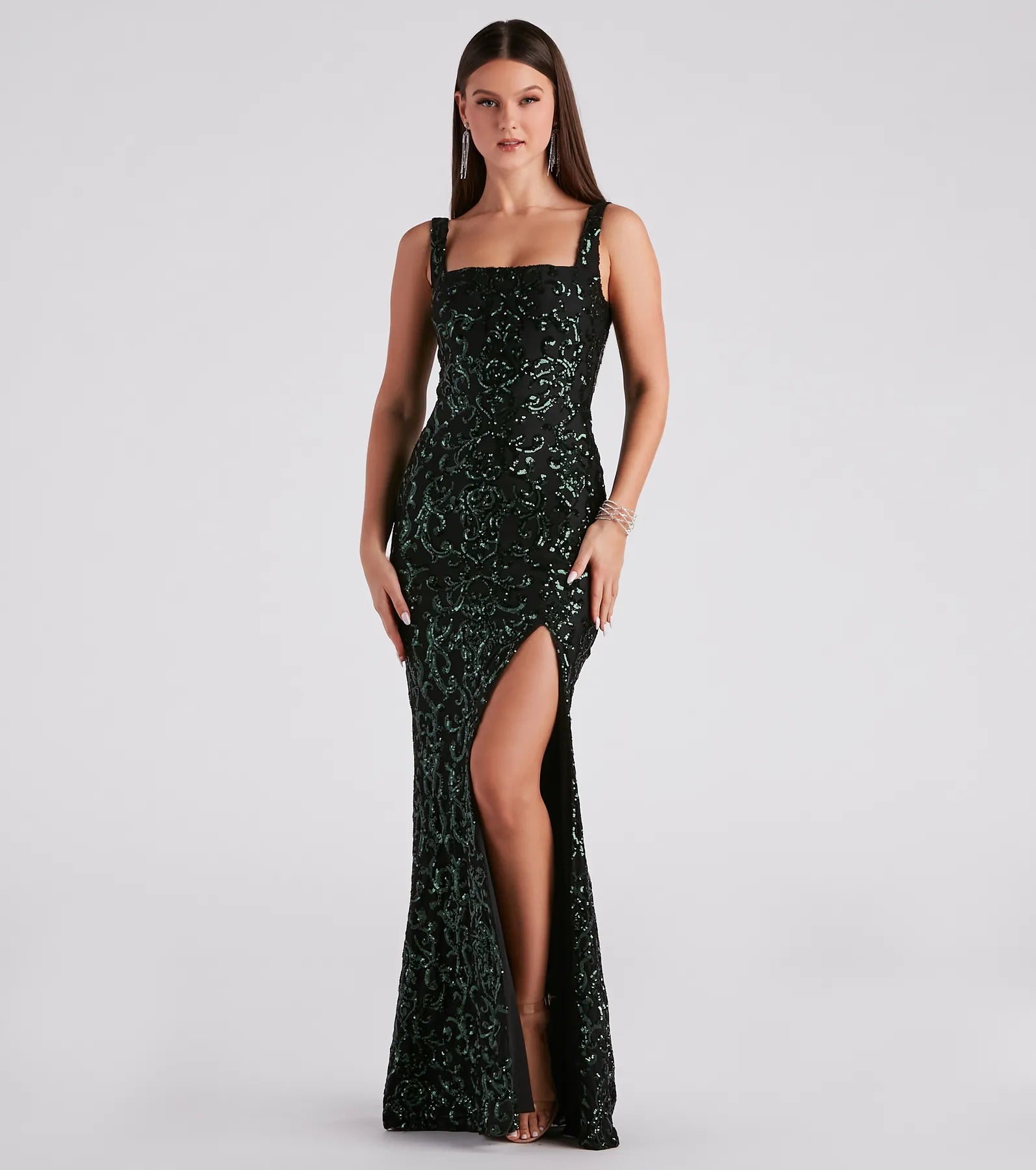Jovie Formal Sequin Slit Mermaid Long Dress