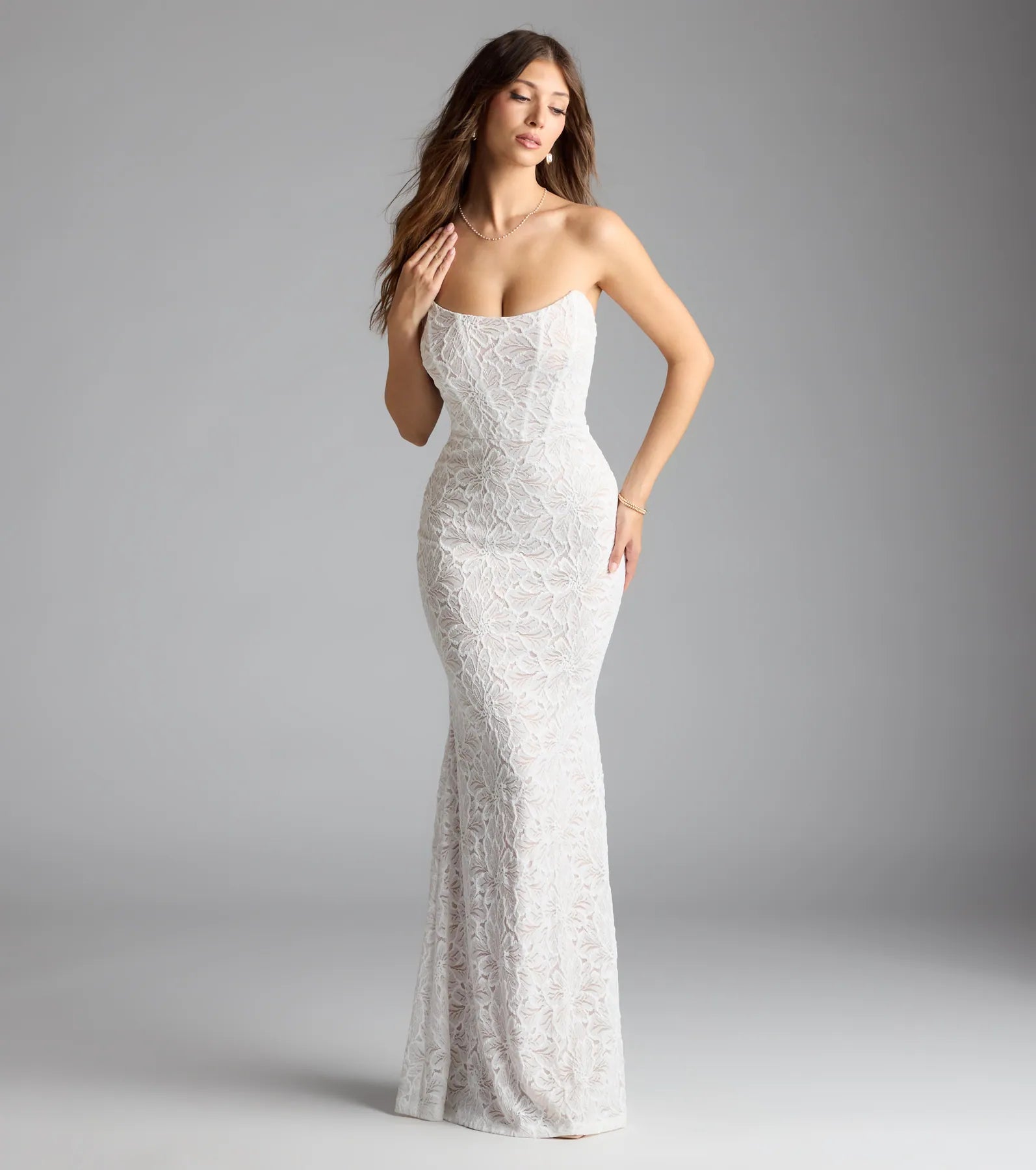 Frida Strapless Mermaid Lace Formal Dress