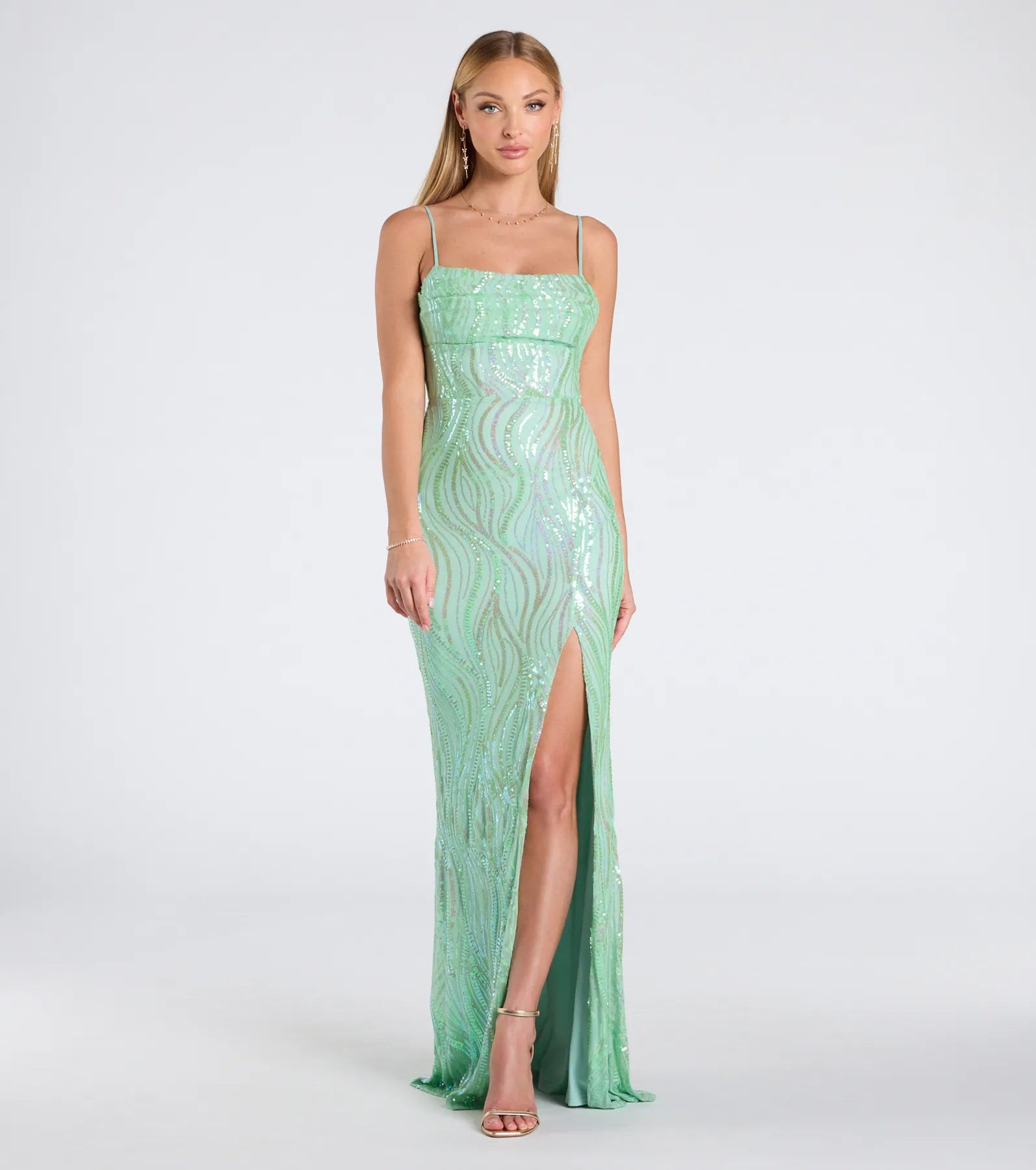 Ashleigh Lace-Up Corset Sequin Formal Dress
