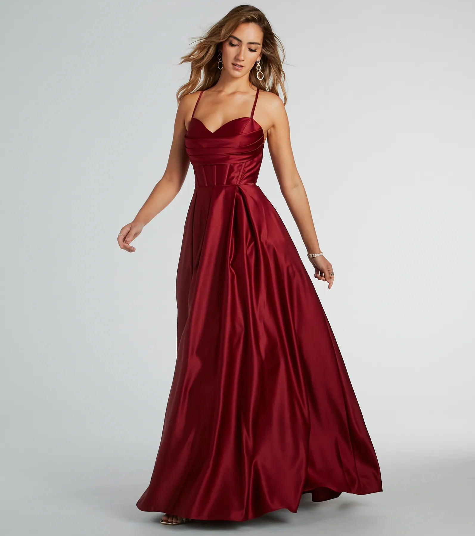 Kayla Satin Cowl A-Line Ball Gown