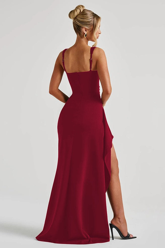 Sexy Spaghetti Strap High Slit Maxi Party Dress