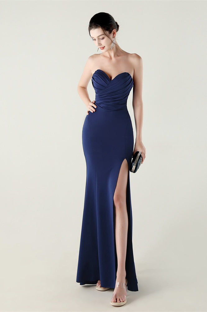 Strapless Sweetheart Pleated Party Dress