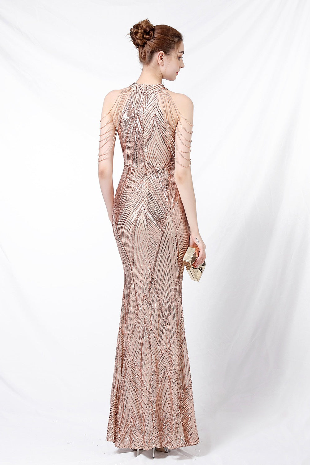 Sequin Halter Mermaid Maxi Party Dress