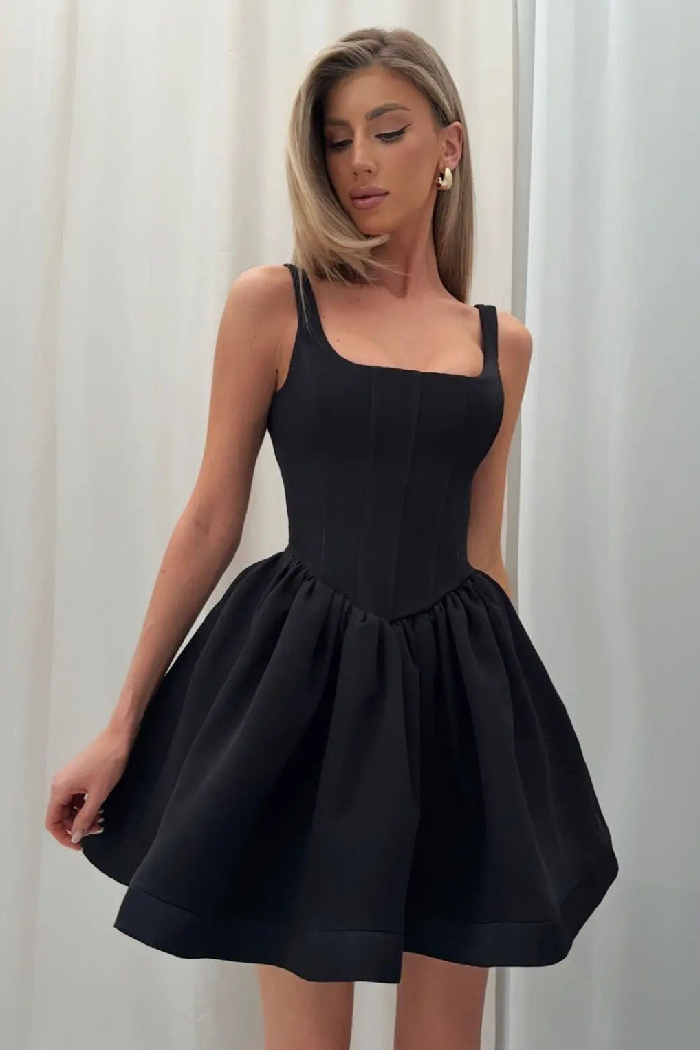 Satin Corset Puff Party Dress