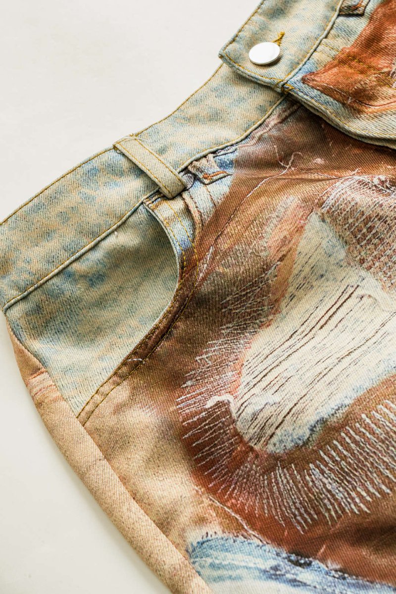 Abstract Print Button Pocket Trousers - MISMIMCWBT2502180004-MULTICOLOR-XS