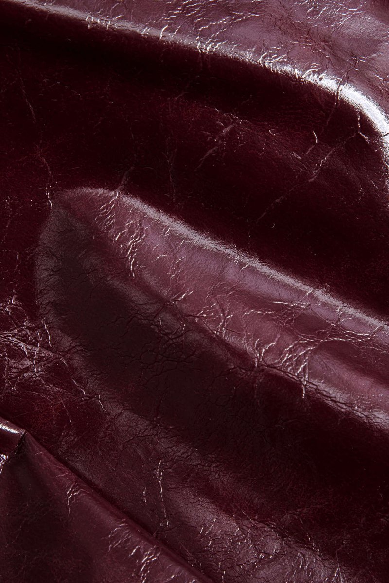 Asymmetrical Faux Leather Skirt Set - MISMIMCWSB2410170032-BURGUNDY-XS