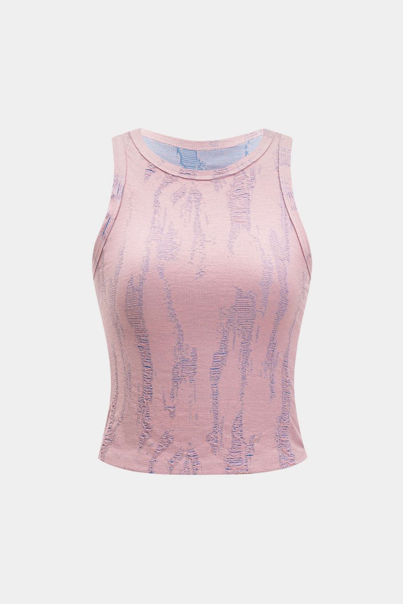 Basic Ripped Tank Top - MISMIMCWTT2504080044-PINK-XS