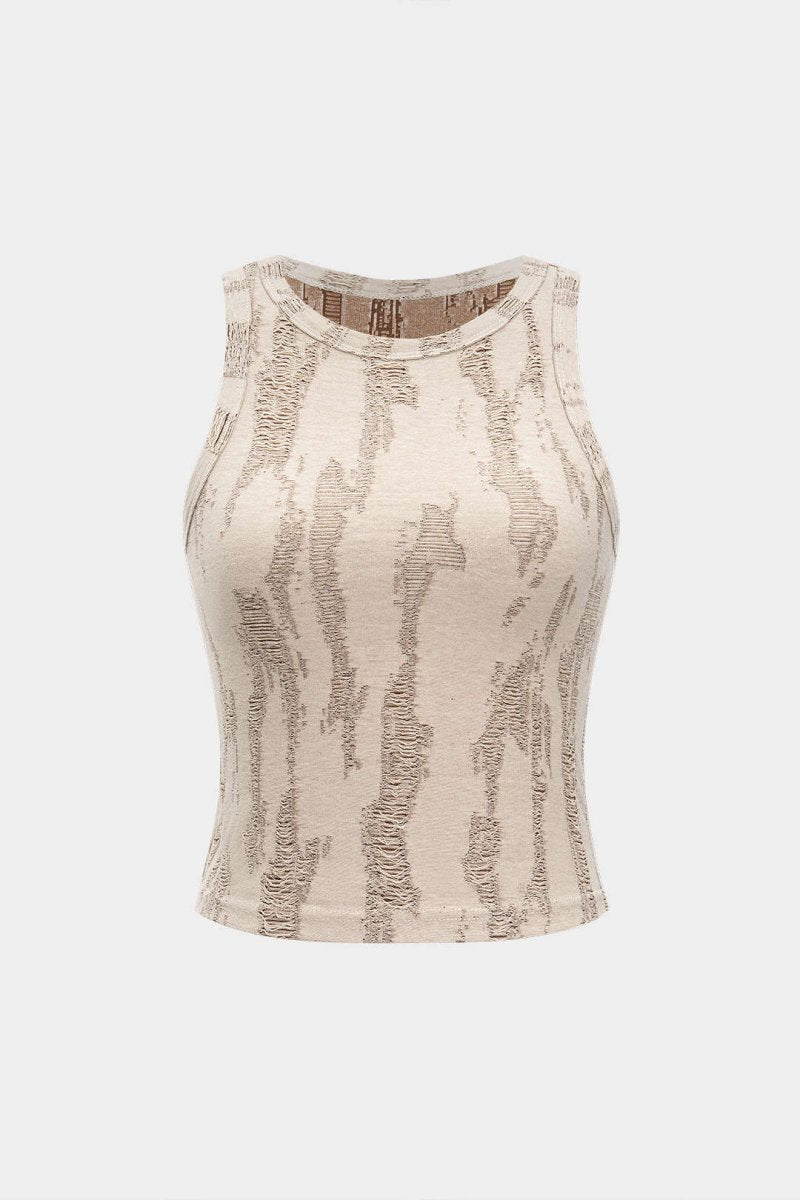 Basic Ripped Tank Top - MISMIMCWTT2504080044-BEIGE-XS