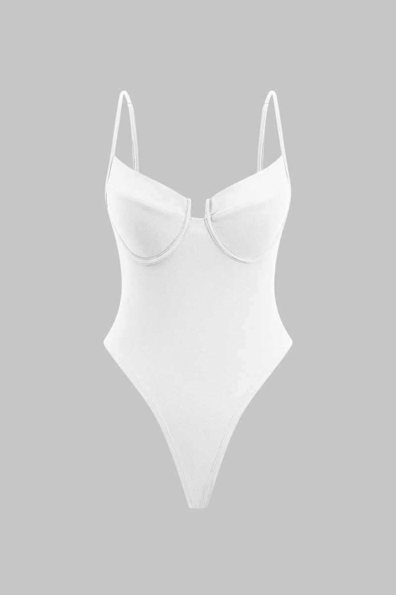 Bustier Slip Sleeveless Bodysuit - MISMIMCWTO2502060037-WHITE-XS