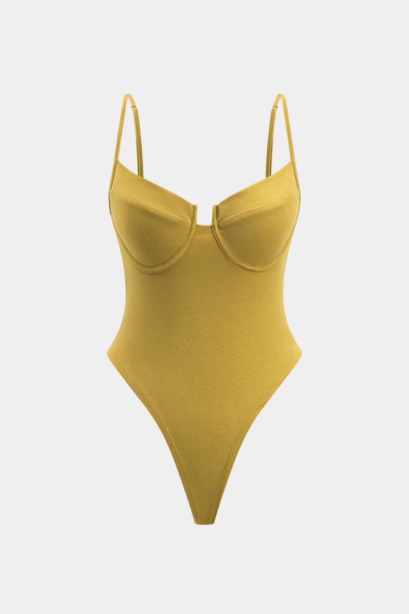 Bustier Slip Sleeveless Bodysuit - MISMIMCWTO2502060037-YELLOW-XS