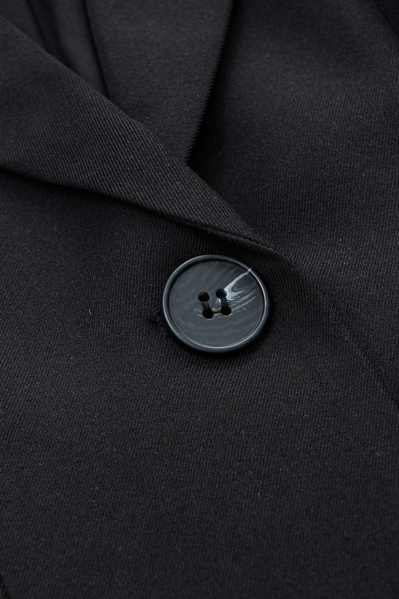 Button V - Neck Pocket Long Sleeve Mini Dress - MISMIMCWDC2412180142-BLACK-XS