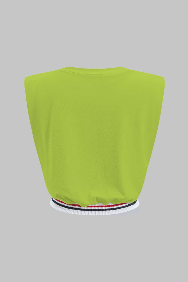 Car Letter Digital Pattern Print Loose Sleeveless T-Shirt - MISMIMCWTS2503100020-LIME-XS