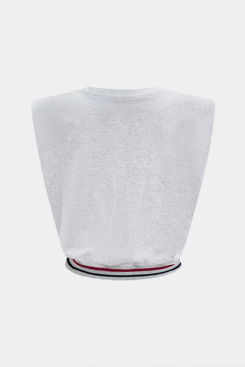 Car Letter Digital Pattern Print Loose Sleeveless T-Shirt - MISMIMCWTS2503100020-GRAY MELANGE-XS