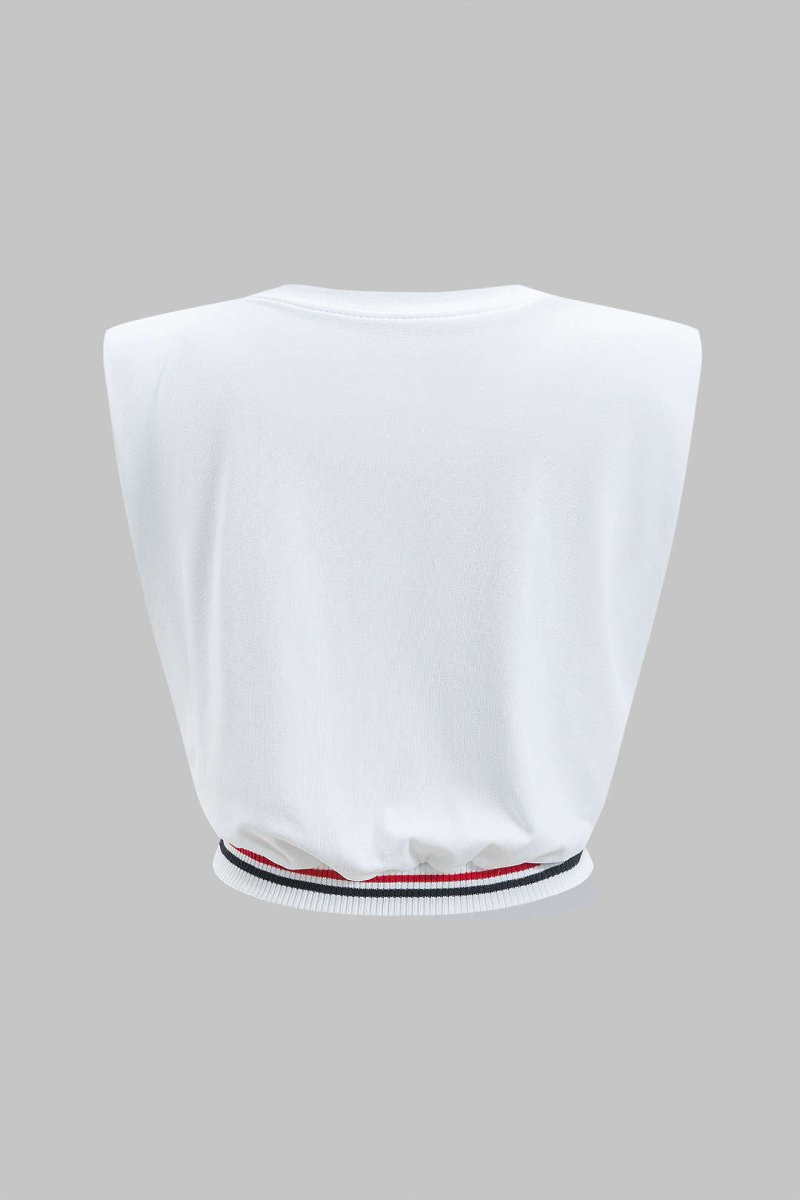 Car Letter Digital Pattern Print Loose Sleeveless T-Shirt - MISMIMCWTS2503100020-WHITE-XS