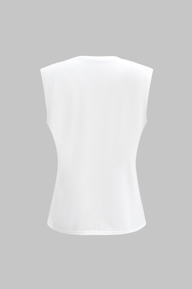 Coconut Palm Car Letter Print Tank Top - MISMIMCWTT2501230111-WHITE-XS