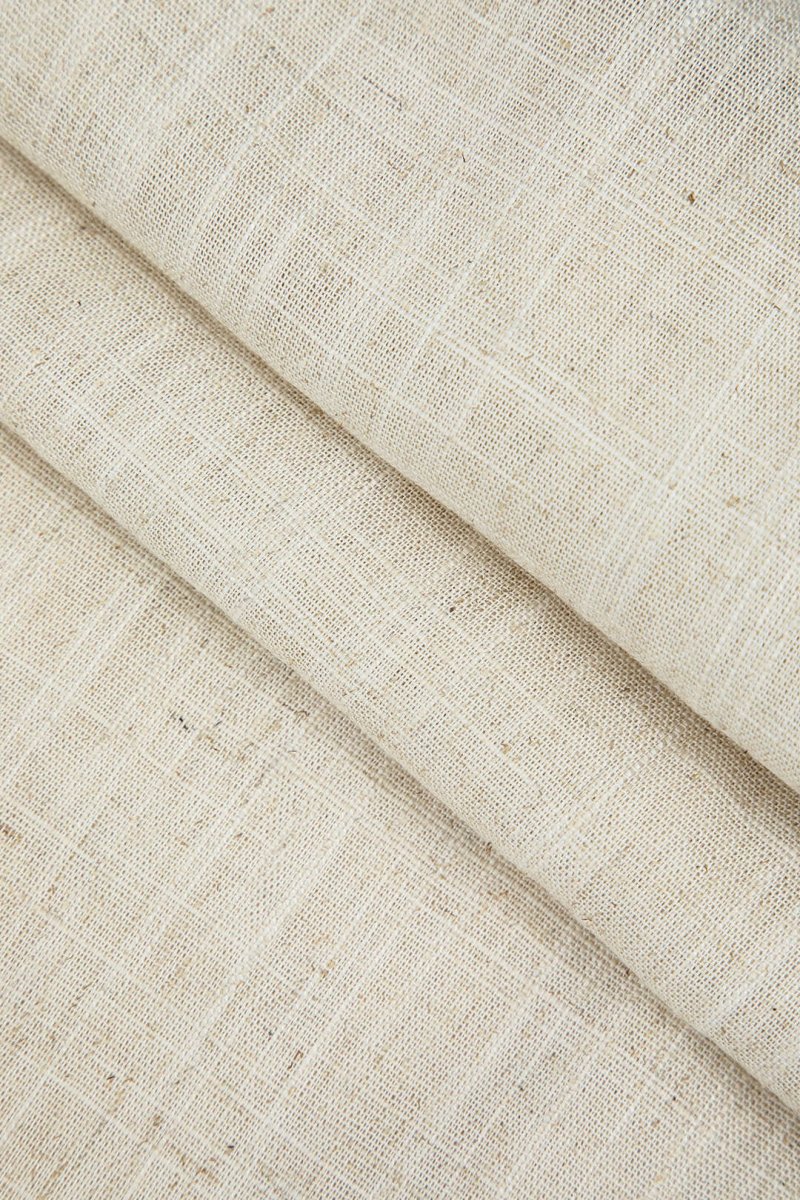 Contrast Faux Leather And Linen Slit Asymmetrical Skirt - MISMIMCWBK2409030002-BEIGE-XXS