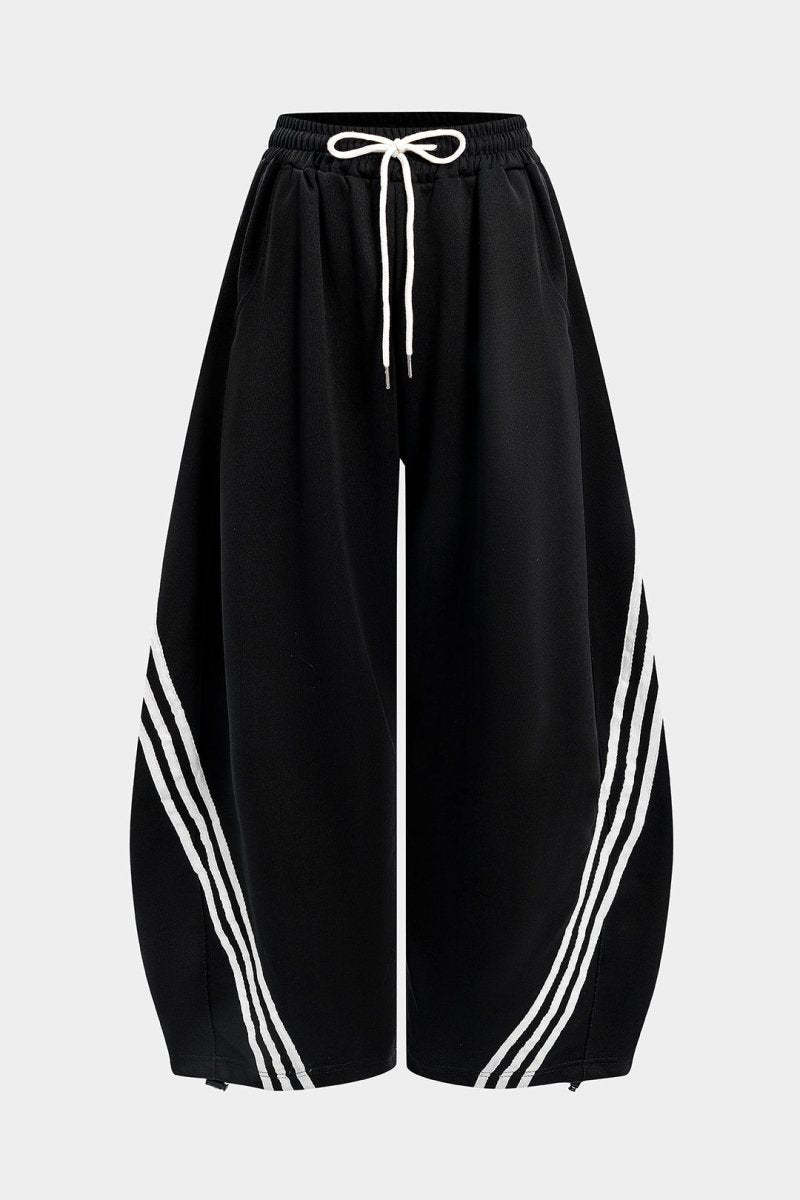 Contrast Tie - Up Barrel Trousers - MISMIMCWBT2504170090-BLACK-XS