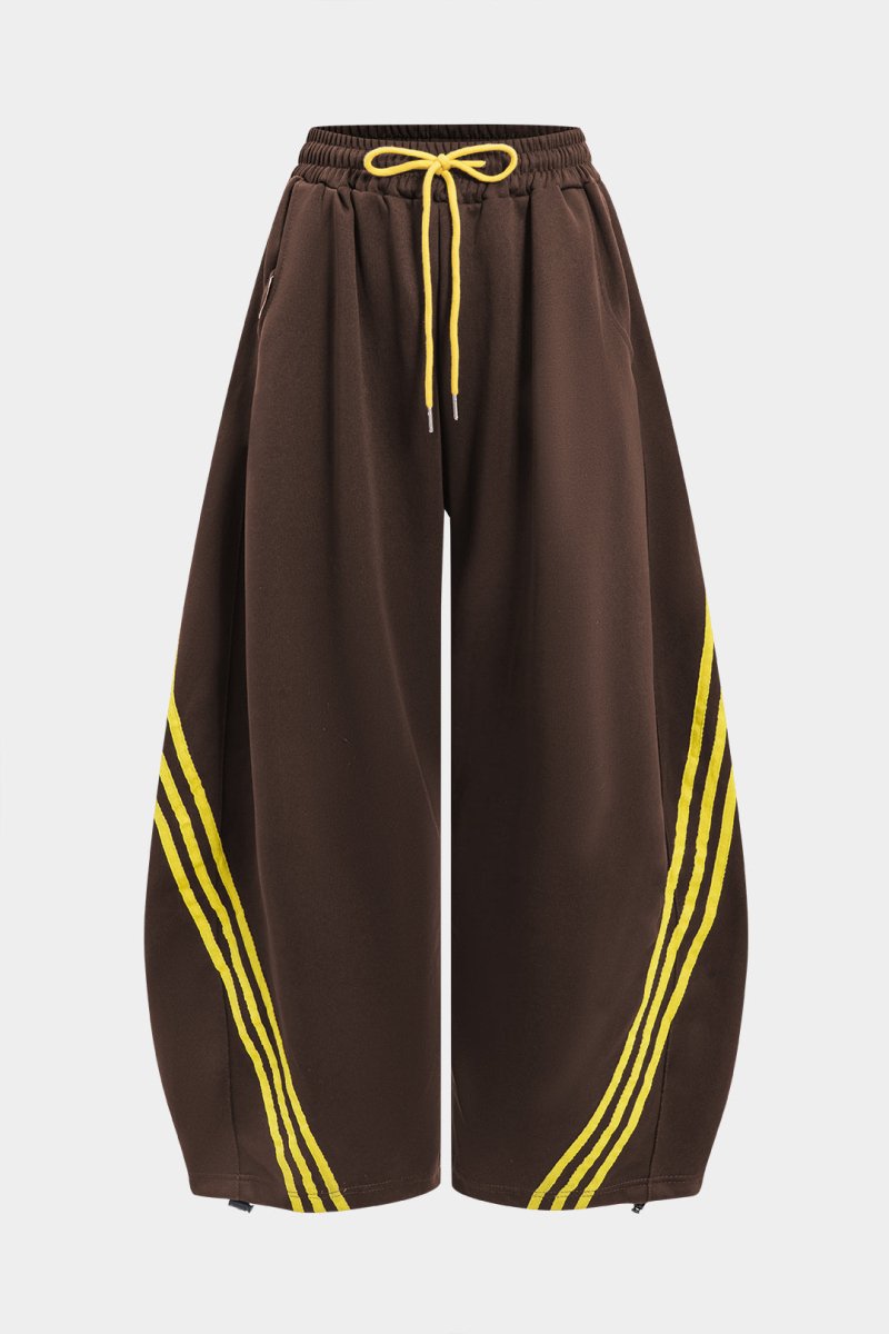 Contrast Tie - Up Barrel Trousers - MISMIMCWBT2504170090-BROWN-XS