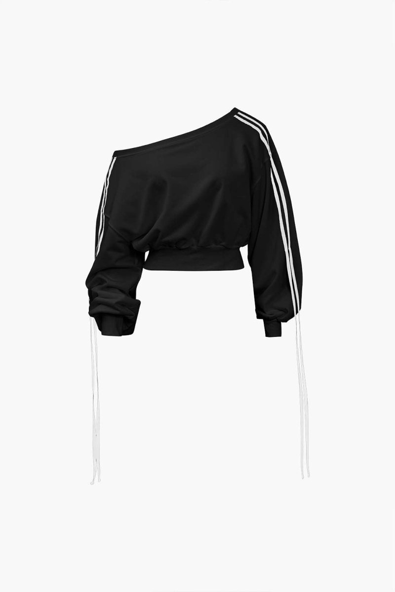 Contrast Tie - Up Sweatshirt - MISMIMCWSC2409020036-WHITE-XS