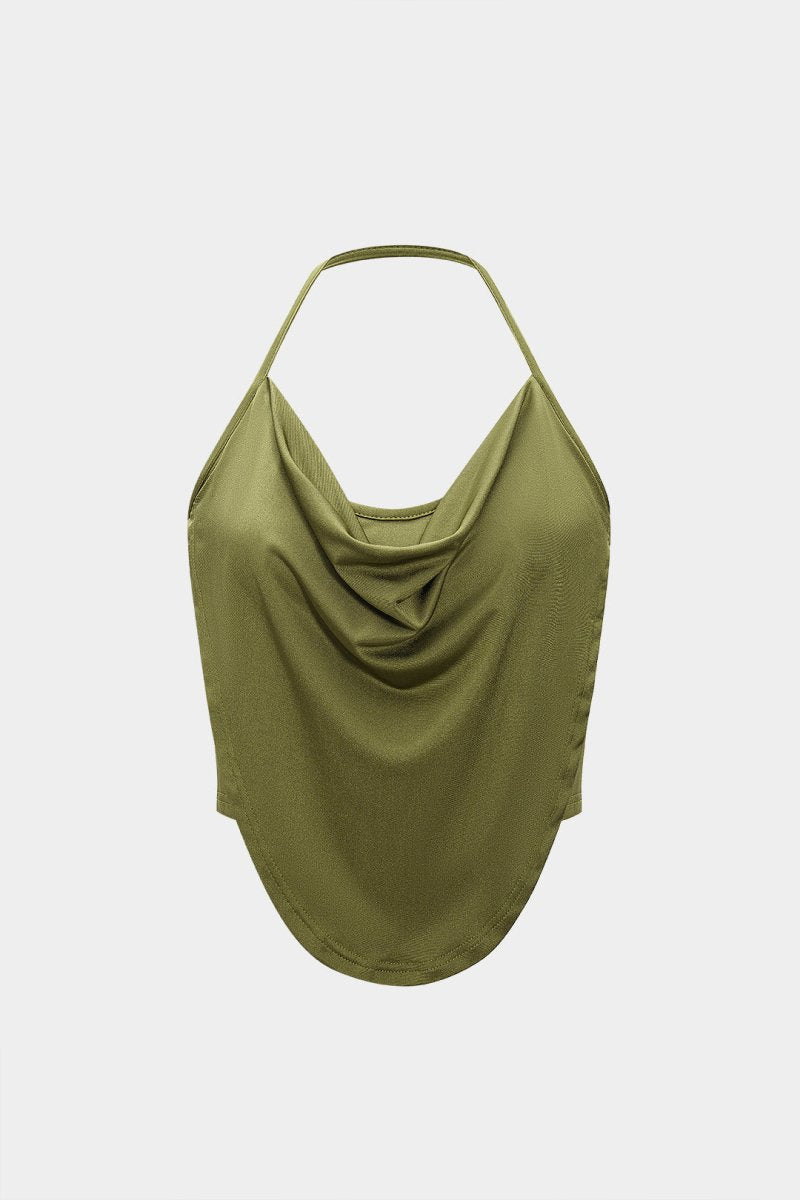 Cowl Neck Halter Cami Top - MISMIMCWTT2503220083-GREEN-XS