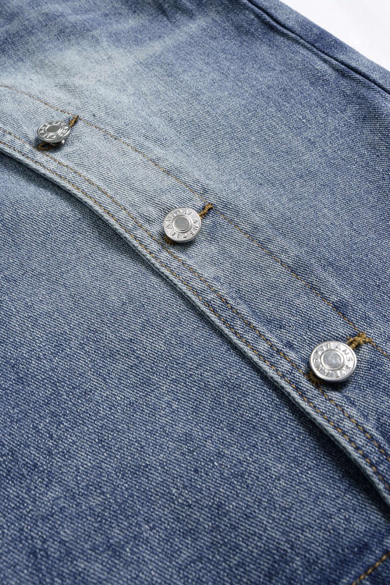 Denim Asymmetrical Button Shorts - MISMIMCWNT2503240001-BLUE-XS