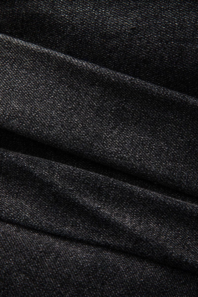 Denim High Waist Patchwork Skirt - MISMIMCWBK2411300001-BLACK-S