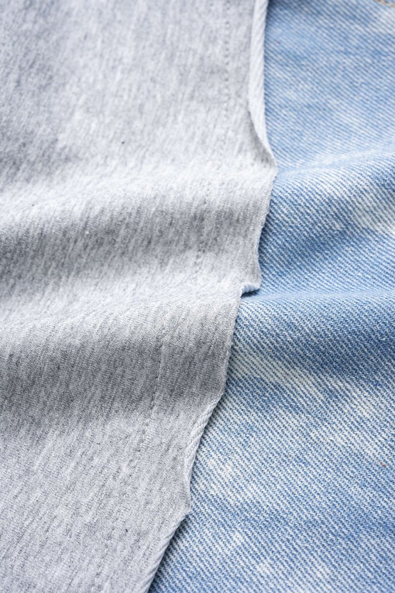 Denim Patchwork Drawstring Asymmetrical Pants - MISMIMCWBT2510090050-LIGHT GRAY-XS