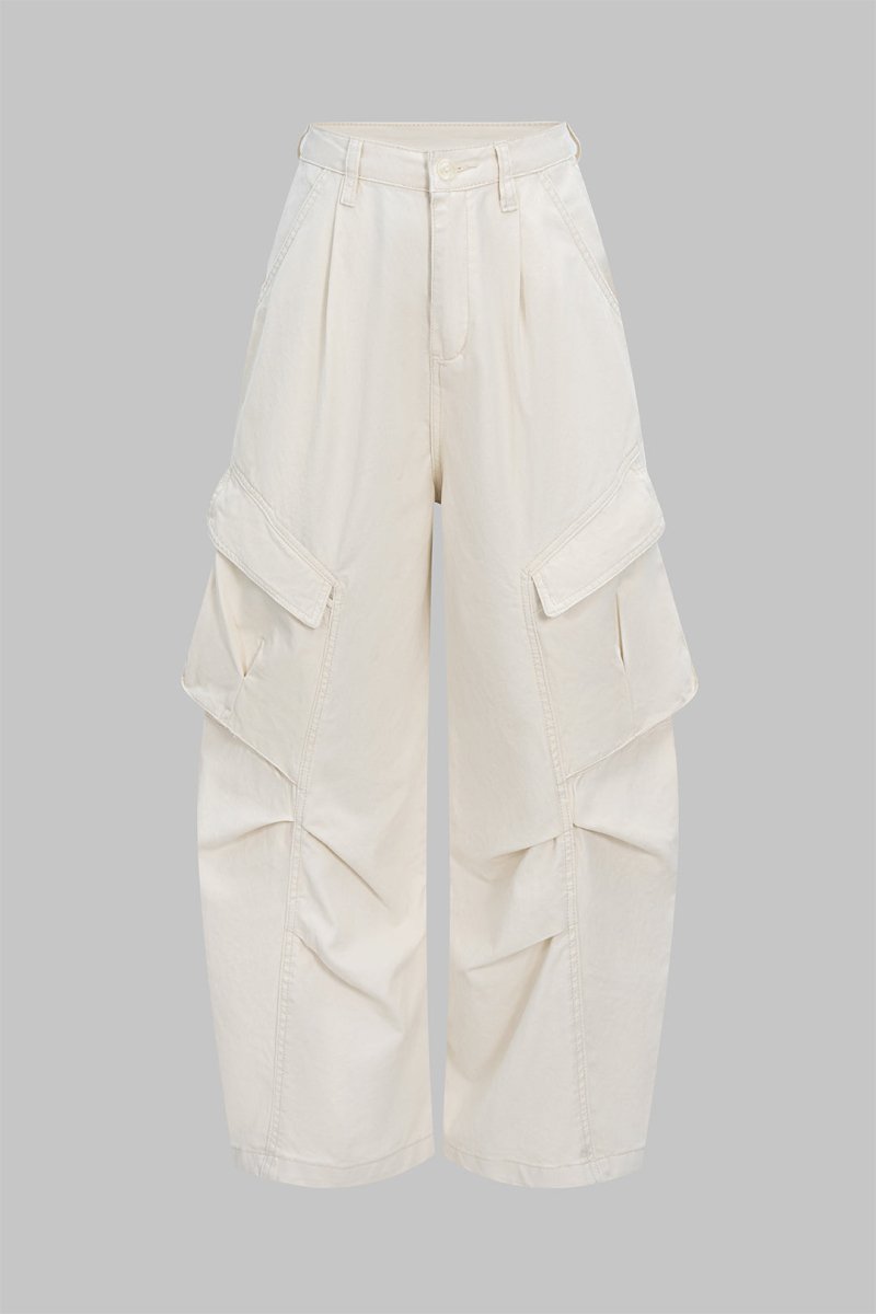 Denim Ruched Pocket Jeans - MISMIMCWBT2505080106-BEIGE-S