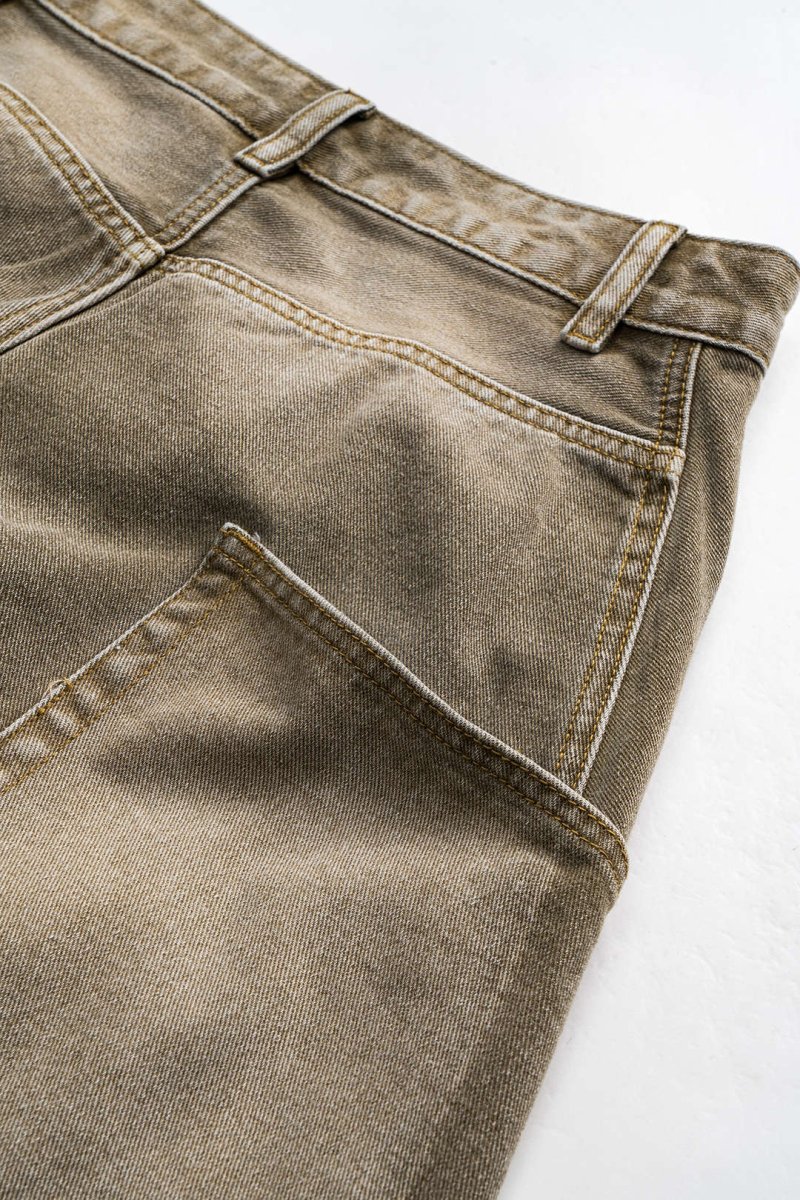 Denim Washed Wide Leg Barrel Jeans - MISMIMCWNJ2411140046-MUSTARD-XS