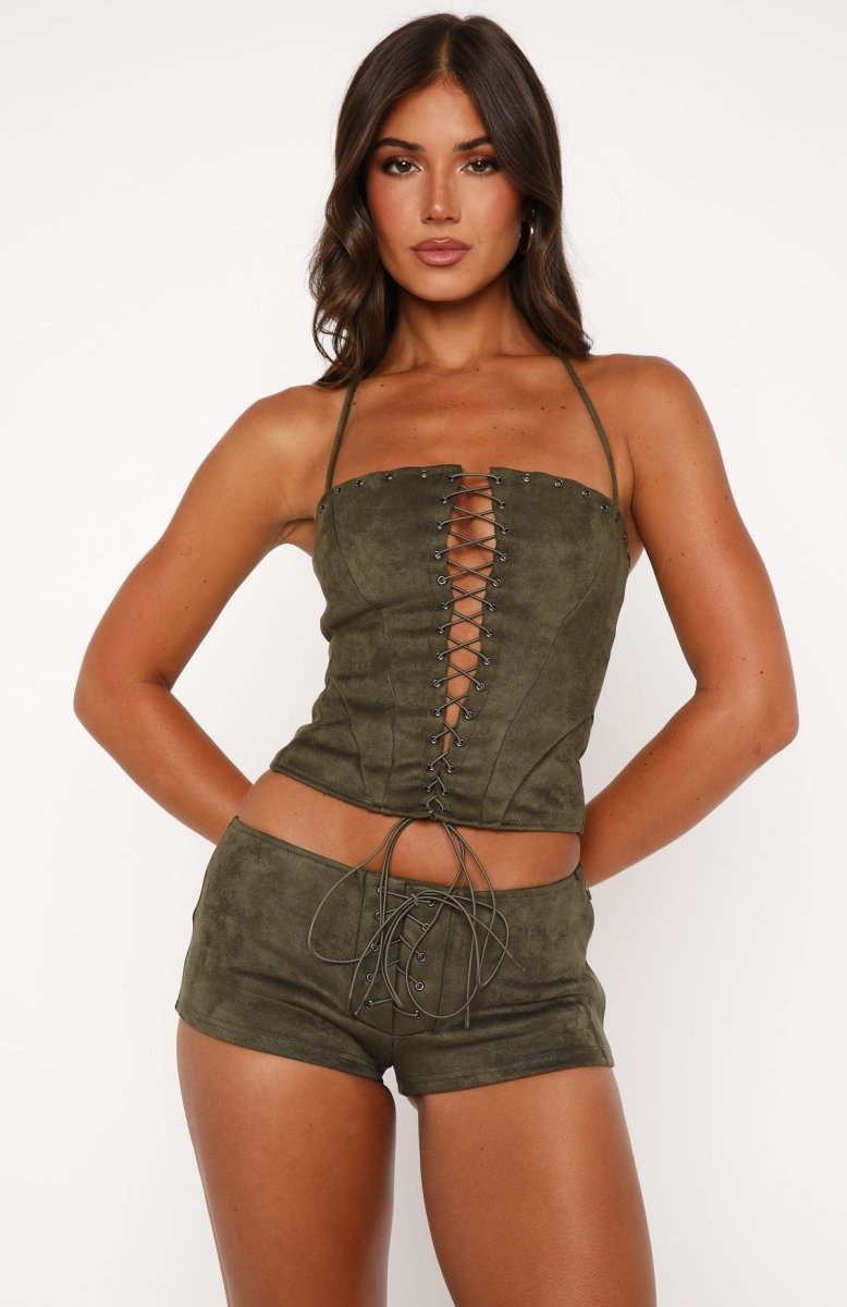 Don't Speak Faux Suede Bustier Cactus - MISMIWFT1667-1-XXS