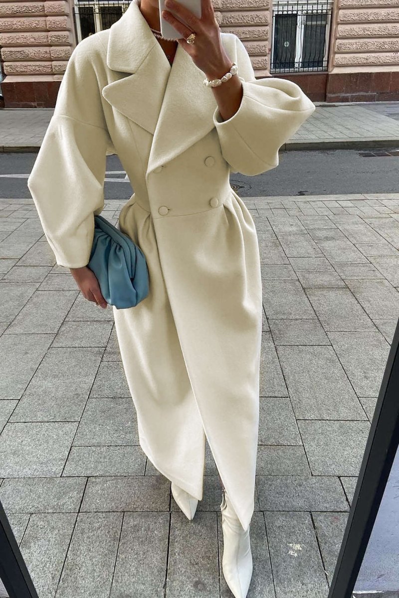 Double Breasted Long Trench Coat - MISMIMCWOC2311140142-KHAKI-S