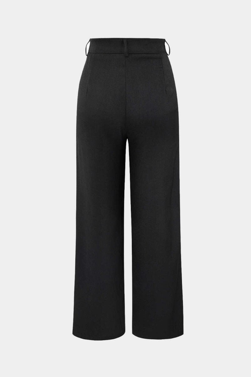 Draped Wrap Straight Leg Suit Pants - MISMIMCWBP2304150032-BLACK-XS