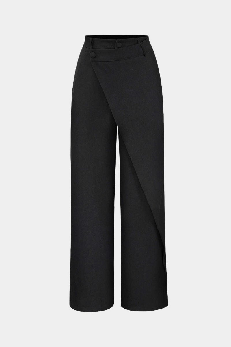 Draped Wrap Straight Leg Suit Pants - MISMIMCWBP2304150032-BLACK-XS