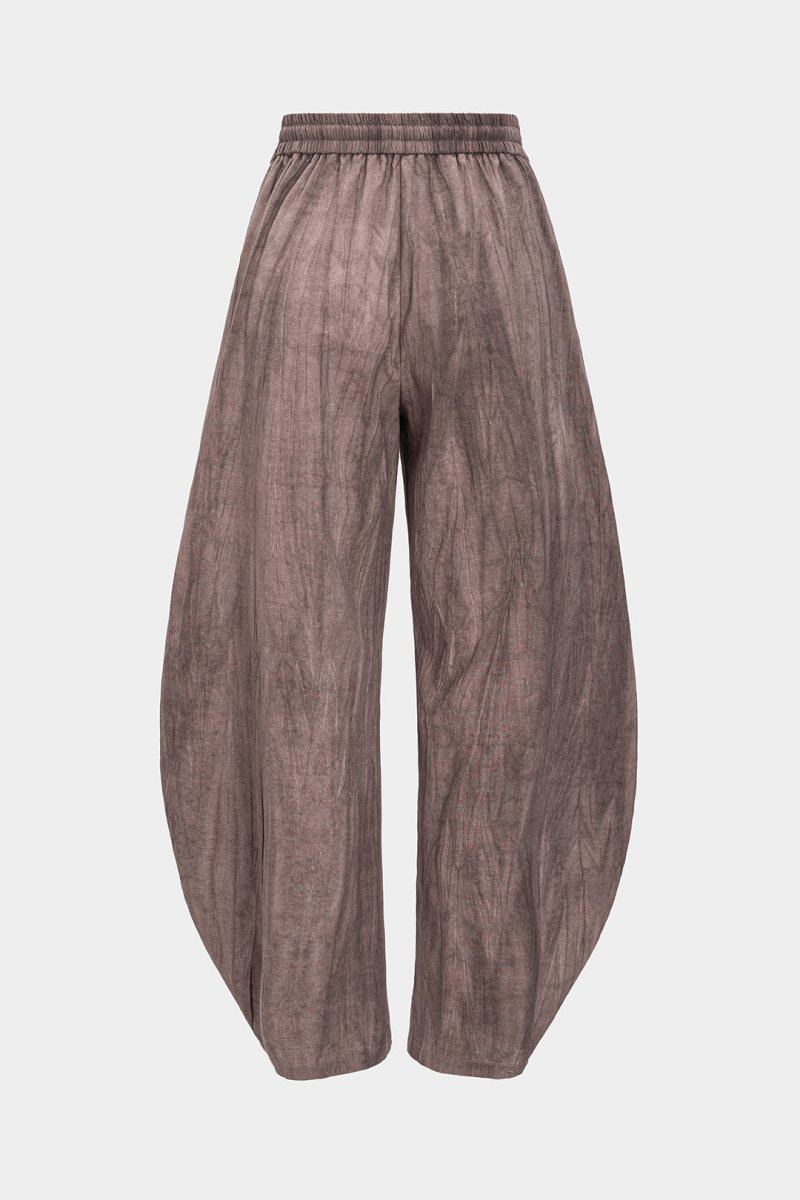 Drawstring High Waist Linen Barrel Trousers - MISMIMCWBT2503270102-PALE MAUVE-XS