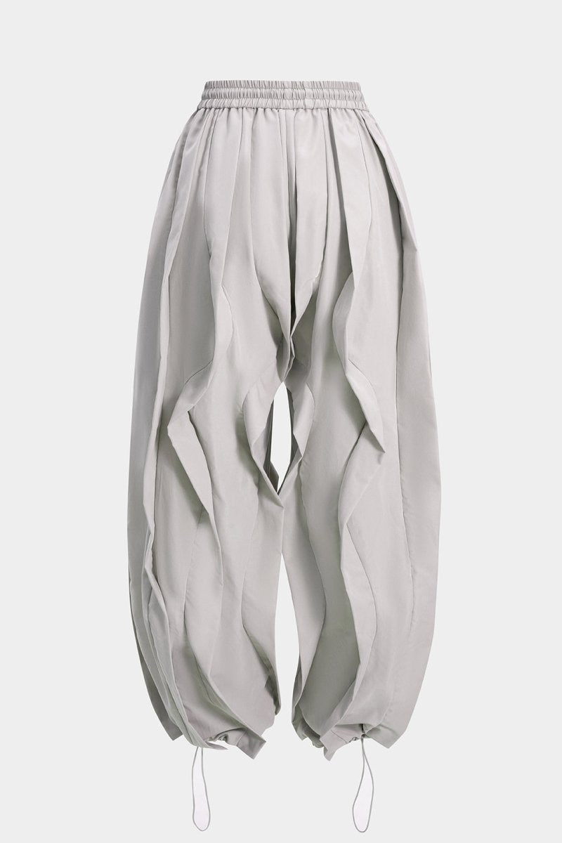 Drawstring Ruffle Trousers - MISMIMCWBT2507120240-GRAY-XS