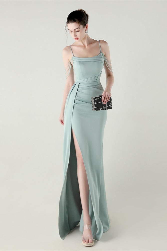 Satin Spaghetti Strap Mermaid Party Dress