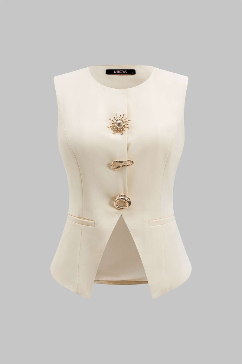 Fake Pocket Tank Top - MISMIMCWTT2502260132-BEIGE-XS