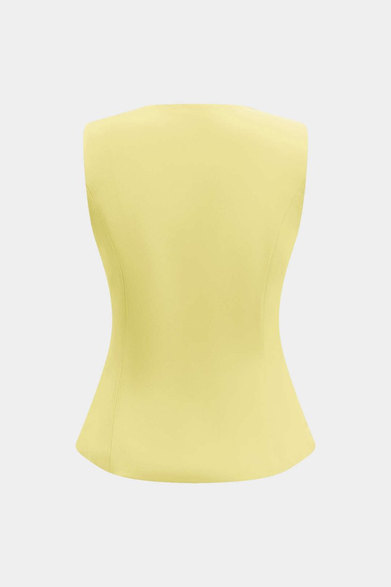 Fake Pocket Tank Top - MISMIMCWTT2502260132-CREAM YELLOW-XS