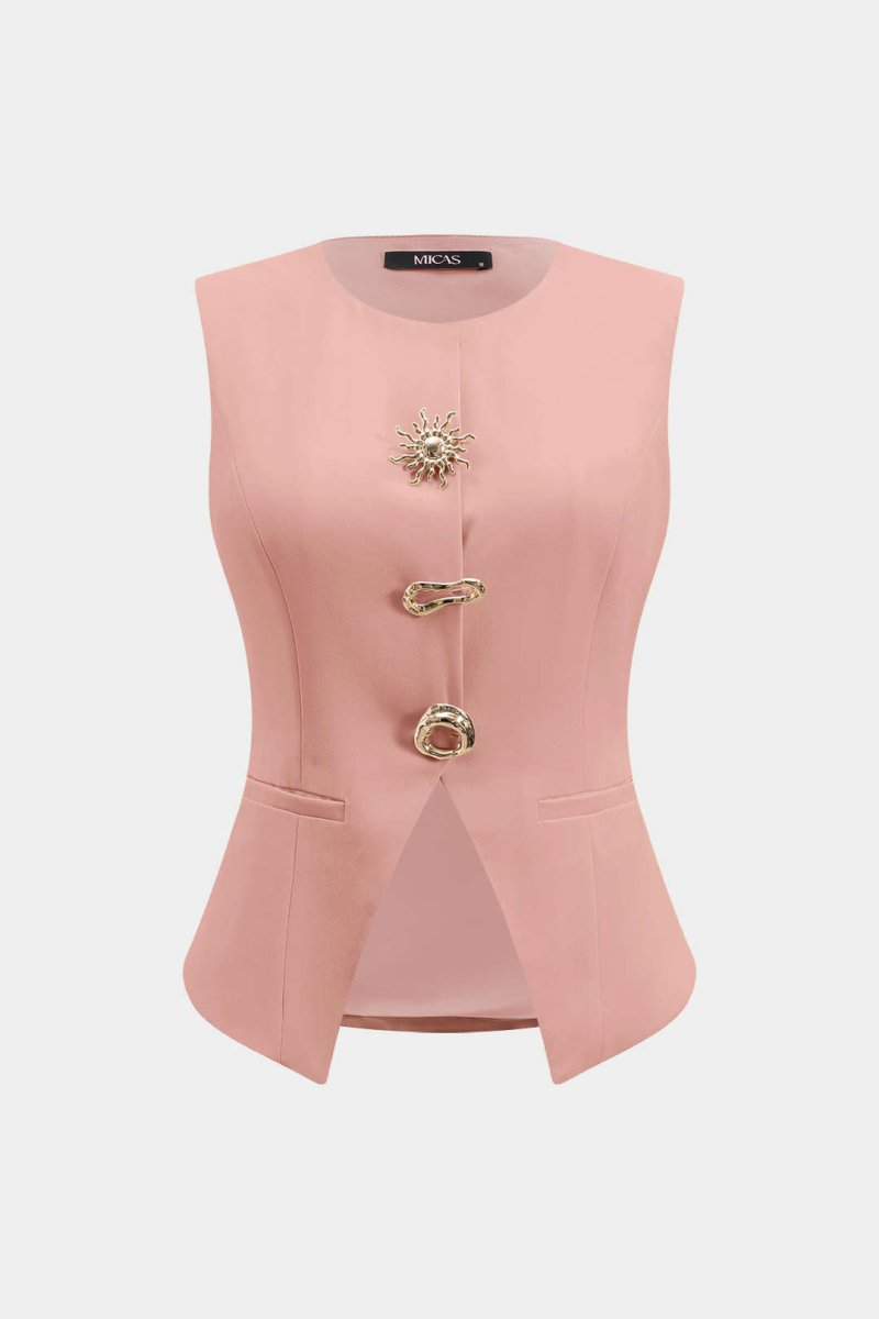 Fake Pocket Tank Top - MISMIMCWTT2502260132-PINK-XS